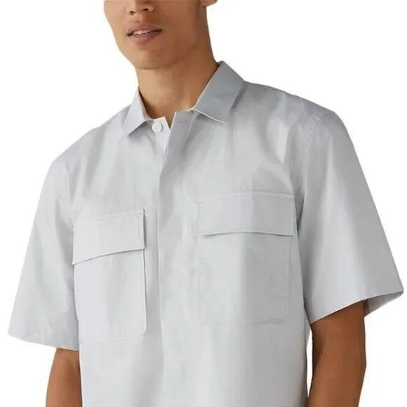 Club Monaco Men's Short Sleeve Utility Shirt Grey - Picture 2 of 8